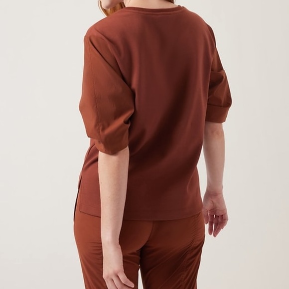 Athleta, color, mahogany, for work or play, small, petite top, short sleeve - Picture 1 of 7